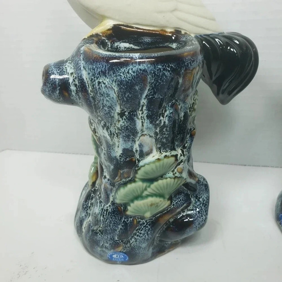 VTG,Majolica Marsh  Egret Birds set of 2 Stork/Heron Vase. - Picture 8 of 13